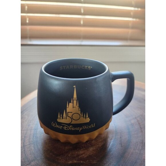 Walt Disney World 50th Anniversary Black & Gold Starbucks Mug Coffee Cup NEW - Picture 2 of 5